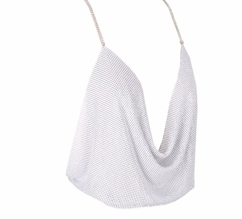 White Cowl Neck Metal Shirt