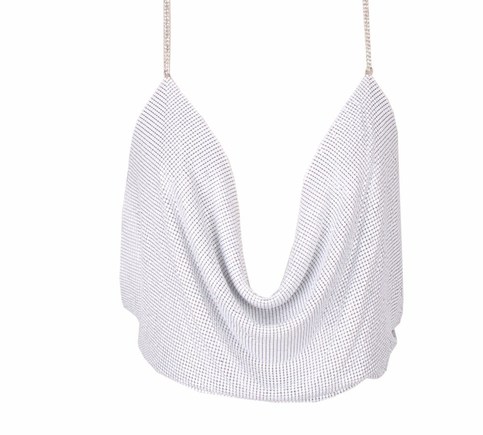 White Cowl Neck Metal Shirt