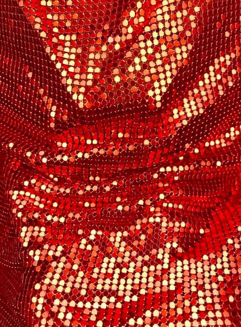 Red Cowl Neck Metal Shirt