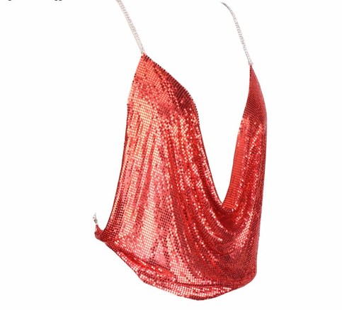 Red Cowl Neck Metal Shirt