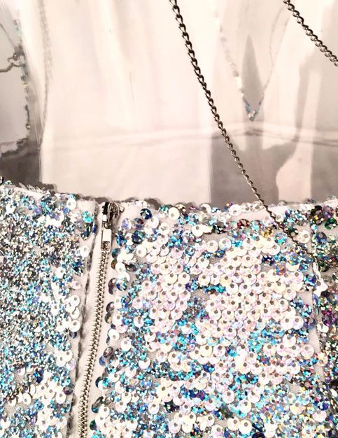 Silver Sequined Reflective V- Neck Dress