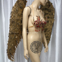 Extra Large Gold Angel Wings Cosplay Dance Costume Rave Bra Samba Halloween Burlesque Show Girl - Thumbnail 3