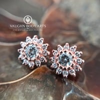 16g 14K Gold "Rose" Threaded End-Clear CZ's - Thumbnail 5