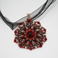 Ruby Red Swarovski Crystal Woven Pendant - Thumbnail 1