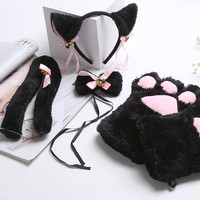 Very Cute cat ears Hair band cat tail cat gloves bell suit  - Thumbnail 1