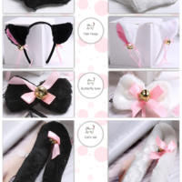 Very Cute cat ears Hair band cat tail cat gloves bell suit  - Thumbnail 3