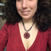 Ruby Red Swarovski Crystal Woven Pendant - Thumbnail 3