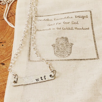 WTF Hand Stamped Bar Necklace