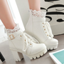 Lace Stitching High Heel Boots-2