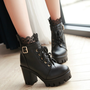 Lace Stitching High Heel Boots-1