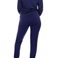 Sexy Round Neck Long Sleeves Hollow-out Twilled Two-piece Pants Set - Thumbnail 2