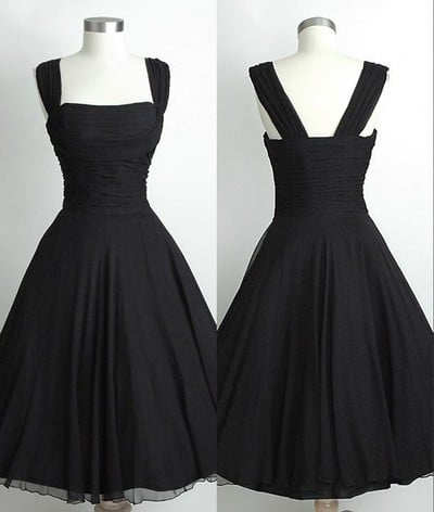 Short Straps Black Bridesmaid Dresses,Black Knee Length Party Dresses