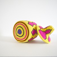  SOLD SOLD SOLD Berber Basket Handwoven Vintage Moroccan Berber Wool Lidded Basket  - Thumbnail 2