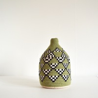   Berber Basket Handwoven Vintage Moroccan Berber Wool Lidded Basket  - Thumbnail 1