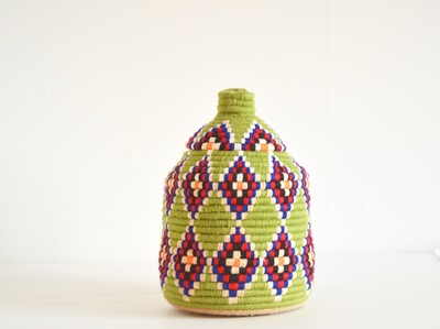  SOLD SOLD SOLD Berber Basket Handwoven Vintage Moroccan Berber Wool Lidded Basket 