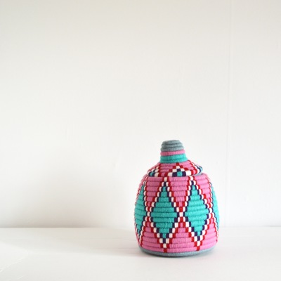 Berber basket handwoven vintage moroccan berber wool lidded basket 