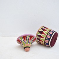  SOLD SOLD SOLD Berber Basket Handwoven Vintage Moroccan Berber Wool Lidded Basket  - Thumbnail 3