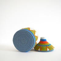  Berber Basket Handwoven Vintage Moroccan Berber Wool Lidded Basket  - Thumbnail 4