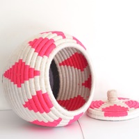  SOLD SOLD SOLD Berber Basket Handwoven Moroccan Berber Wool Lidded Basket  - Thumbnail 2