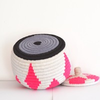  SOLD SOLD SOLD Berber Basket Handwoven Moroccan Berber Wool Lidded Basket  - Thumbnail 3