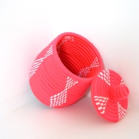  SOLD SOLD SOLD Berber Basket Handwoven Moroccan Berber Wool Lidded Basket  - Thumbnail 4