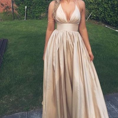 Sexy deep v-neckline prom dress,spaghetti straps party dress,sexy formal evening dress