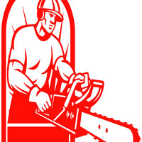 Large tree trimmer chainsaw business window decal handmade outdoor color vinyl - Thumbnail 1