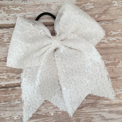 7" Sparkle ribbon bow on elastic 