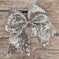 7" Sparkle ribbon bow on elastic  - Thumbnail 1