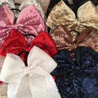 7" Sparkle ribbon bow on elastic  - Thumbnail 2