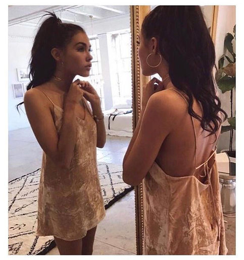 Blush Pink Velvet Slip Dress