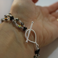 Sparkling Black and Silver Infinity Bracelet with Sterling Silver - Thumbnail 3