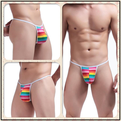 Colorful stripes 3pk sexy gay men's underwear t-string thong ciokicx underpants c045