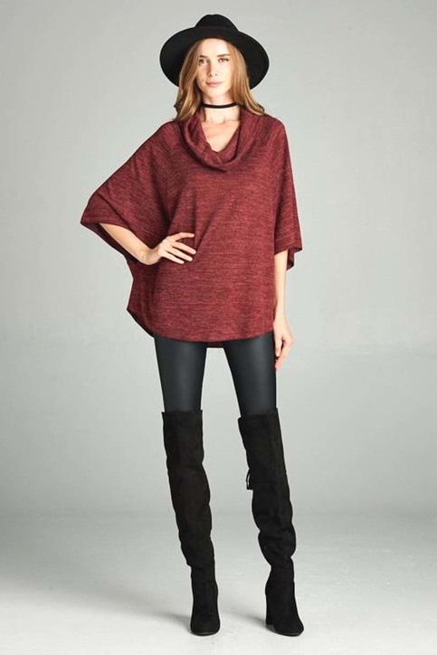 Burgundy Poncho