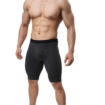 Dark Gray men's sexy underwear cotton breathable long boxers underpants