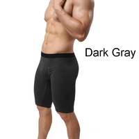 Dark Gray men's sexy underwear cotton breathable long boxers underpants - Thumbnail 2