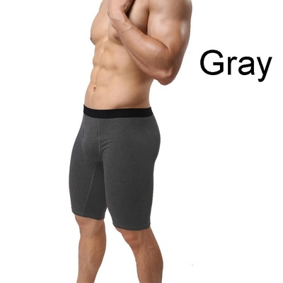 Gray color men's sexy underwear cotton breathable long boxers underpants