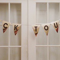 FUCK TOUTE garland / banner in gold triangles and black letters, or glitter, pastel, and rainbow - Thumbnail 2