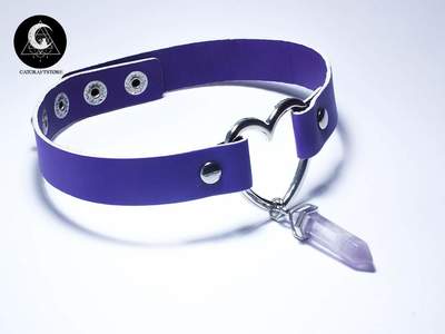 Light purple choker with crystal necklace 