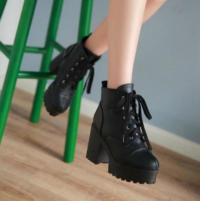 High Heel Lace Up Martin Boots