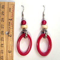 modernist red chunky earrings - Thumbnail 1