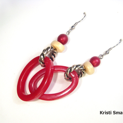 Modernist red chunky earrings