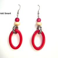modernist red chunky earrings - Thumbnail 2