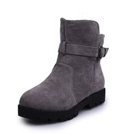 Suede Fashion Belt Buckle Short Canister Boots - Thumbnail 1