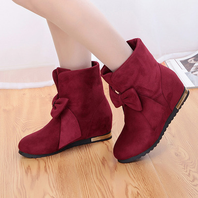 Sweet bowknot round head leisure martin boots