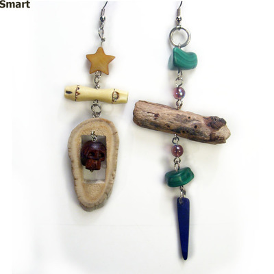 Mismatched pirate skull earrings for men and women