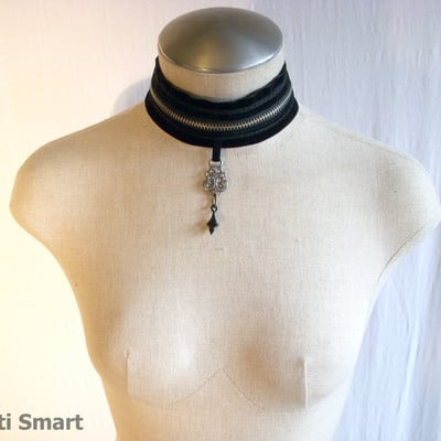 Extra wide velvet gothic fetish choker
