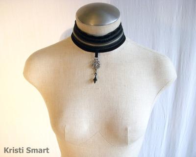 Extra wide velvet gothic fetish choker
