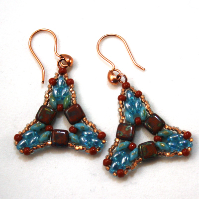 Aqua terracotta triangle earrings - Thumbnail 5
