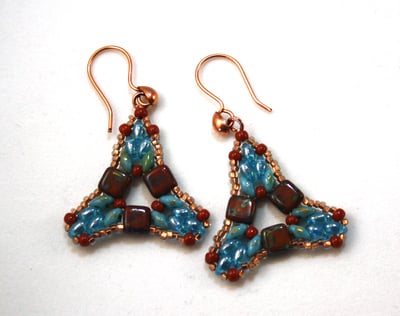 Aqua Terracotta Triangle Earrings